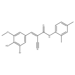 (Z)-3-(3-bromo-4-hydroxy-5-methoxyphenyl)-2-cyano-N-(2,4-dimethylphenyl)prop-2-enamide Structure