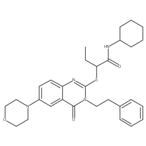 N-cyclohexyl-2-{[6-(morpholin-4-yl)-4-oxo-3-(2-phenylethyl)-3,4-dihydroquinazolin-2-yl]sulfanyl}butanamide结构式