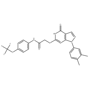 2-((1-(3,4-dimethylphenyl)-4-oxo-4,5-dihydro-1H-pyrazolo[3,4-d]pyrimidin-6-yl)thio)-N-(4-(trifluoromethoxy)phenyl)acetamide结构式