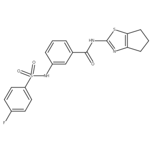 N-(5,6-dihydro-4H-cyclopenta[d]thiazol-2-yl)-3-(4-fluorophenylsulfonamido)benzamide结构式