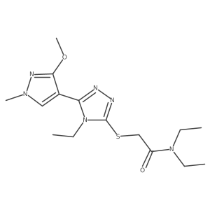 N,N-diethyl-2-((4-ethyl-5-(3-methoxy-1-methyl-1H-pyrazol-4-yl)-4H-1,2,4-triazol-3-yl)thio)acetamide Structure
