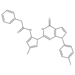 N-(1-(1-(4-fluorophenyl)-4-oxo-4,5-dihydro-1H-pyrazolo[3,4-d]pyrimidin-6-yl)-3-methyl-1H-pyrazol-5-yl)-2-phenylacetamide结构式