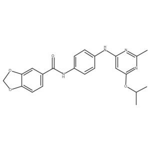 N-(4-((6-isopropoxy-2-methylpyrimidin-4-yl)amino)phenyl)benzo[d][1,3]dioxole-5-carboxamide结构式