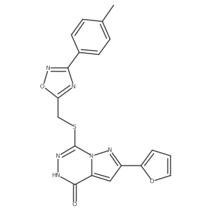 2-(furan-2-yl)-7-({[3-(4-methylphenyl)-1,2,4-oxadiazol-5-yl]methyl}sulfanyl)-4H,5H-pyrazolo[1,5-d][1,2,4]triazin-4-one结构式