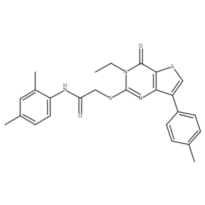 N-(2,4-dimethylphenyl)-2-((3-ethyl-4-oxo-7-(p-tolyl)-3,4-dihydrothieno[3,2-d]pyrimidin-2-yl)thio)acetamide结构式