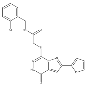 N-[(2-chlorophenyl)methyl]-2-{[2-(furan-2-yl)-4-oxo-4H,5H-pyrazolo[1,5-d][1,2,4]triazin-7-yl]sulfanyl}acetamide Structure