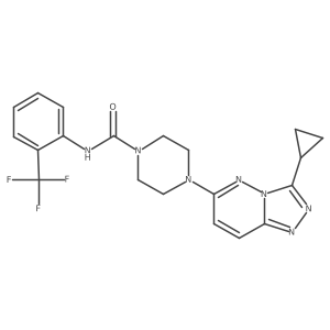 4-{3-cyclopropyl-[1,2,4]triazolo[4,3-b]pyridazin-6-yl}-N-[2-(trifluoromethyl)phenyl]piperazine-1-carboxamide结构式