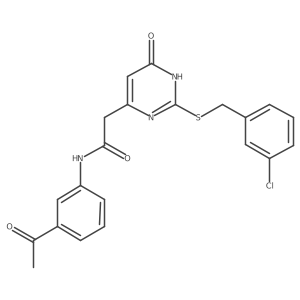 N-(3-acetylphenyl)-2-(2-((3-chlorobenzyl)thio)-6-oxo-1,6-dihydropyrimidin-4-yl)acetamide Structure