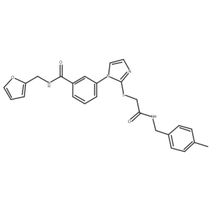 N-[(furan-2-yl)methyl]-3-{2-[({[(4-methylphenyl)methyl]carbamoyl}methyl)sulfanyl]-1H-imidazol-1-yl}benzamide结构式