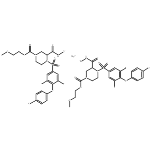 1-Piperazinecarboxylic acid, 4-((4-(4-chlorophenoxy)-3,5-difluorophenyl)sulfonyl)-3-((hydroxyamino)carbonyl)-, 2-methoxyethyl ester, magnesium salt (2:1), (3R)- Structure