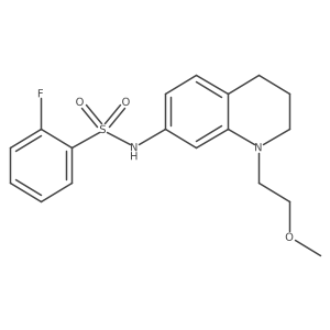 2-fluoro-N-(1-(2-methoxyethyl)-1,2,3,4-tetrahydroquinolin-7-yl)benzenesulfonamide结构式