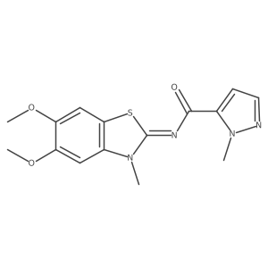 (E)-N-(5,6-dimethoxy-3-methylbenzo[d]thiazol-2(3H)-ylidene)-1-methyl-1H-pyrazole-5-carboxamide结构式