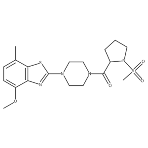 (4-(4-Methoxy-7-methylbenzo[d]thiazol-2-yl)piperazin-1-yl)(1-(methylsulfonyl)pyrrolidin-2-yl)methanone结构式