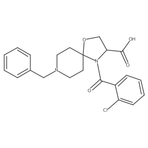 8-Benzyl-4-(2-chlorobenzoyl)-1-oxa-4,8-diazaspiro[4.5]decane-3-carboxylic acid结构式