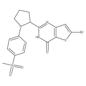 6-Bromo-2-(1-(4-(methylsulfonyl)phenyl)pyrrolidin-2-yl)thieno[3,2-d]pyrimidin-4(3h)-one结构式