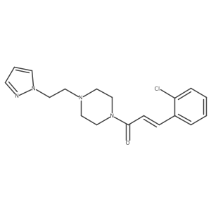 (E)-1-(4-(2-(1H-pyrazol-1-yl)ethyl)piperazin-1-yl)-3-(2-chlorophenyl)prop-2-en-1-one Structure