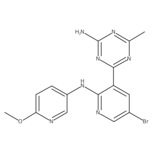4-[5-Bromo-2-[(6-methoxy-3-pyridinyl)amino]-3-pyridinyl]-6-methyl-1,3,5-triazin-2-amine结构式