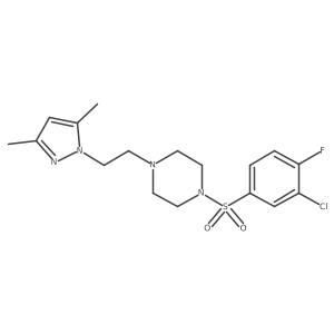 1-((3-chloro-4-fluorophenyl)sulfonyl)-4-(2-(3,5-dimethyl-1H-pyrazol-1-yl)ethyl)piperazine Structure