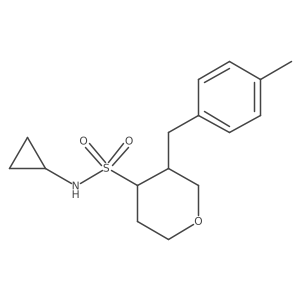 N-cyclopropyl-3-(4-methylbenzyl)tetrahydro-2H-pyran-4-sulfonamide结构式