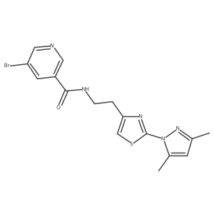 5-bromo-N-(2-(2-(3,5-dimethyl-1H-pyrazol-1-yl)thiazol-4-yl)ethyl)nicotinamide Structure