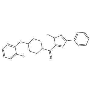 (4-((3-bromopyridin-2-yl)oxy)piperidin-1-yl)(1-methyl-3-phenyl-1H-pyrazol-5-yl)methanone结构式