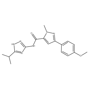 3-(4-methoxyphenyl)-1-methyl-N-[3-(propan-2-yl)-1H-1,2,4-triazol-5-yl]-1H-pyrazole-5-carboxamide结构式