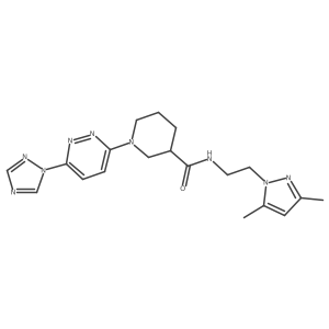 1-(6-(1H-1,2,4-triazol-1-yl)pyridazin-3-yl)-N-(2-(3,5-dimethyl-1H-pyrazol-1-yl)ethyl)piperidine-3-carboxamide结构式