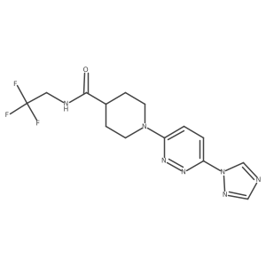 1-(6-(1H-1,2,4-triazol-1-yl)pyridazin-3-yl)-N-(2,2,2-trifluoroethyl)piperidine-4-carboxamide结构式