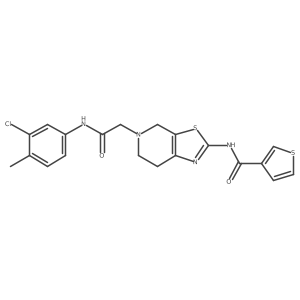 N-(5-(2-((3-chloro-4-methylphenyl)amino)-2-oxoethyl)-4,5,6,7-tetrahydrothiazolo[5,4-c]pyridin-2-yl)thiophene-3-carboxamide Structure