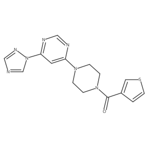 (4-(6-(1H-1,2,4-triazol-1-yl)pyrimidin-4-yl)piperazin-1-yl)(thiophen-3-yl)methanone结构式