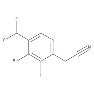 4-Bromo-5-(difluoromethyl)-3-iodopyridine-2-acetonitrile Structure