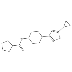N-(1-(5-cyclopropyl-1H-pyrazol-3-yl)piperidin-4-yl)tetrahydrofuran-3-carboxamide Structure