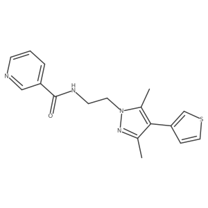 N-(2-(3,5-dimethyl-4-(thiophen-3-yl)-1H-pyrazol-1-yl)ethyl)nicotinamide结构式