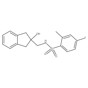 4-fluoro-N-((2-hydroxy-2,3-dihydro-1H-inden-2-yl)methyl)-2-methylbenzenesulfonamide结构式
