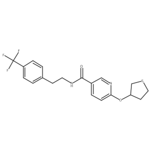 6-((tetrahydrothiophen-3-yl)oxy)-N-(4-(trifluoromethyl)phenethyl)nicotinamide结构式