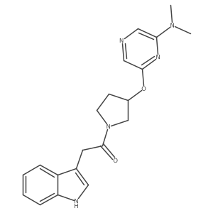 1-(3-((6-(dimethylamino)pyrazin-2-yl)oxy)pyrrolidin-1-yl)-2-(1H-indol-3-yl)ethanone结构式