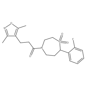 3-(3,5-Dimethylisoxazol-4-yl)-1-(7-(2-fluorophenyl)-1,1-dioxido-1,4-thiazepan-4-yl)propan-1-one结构式
