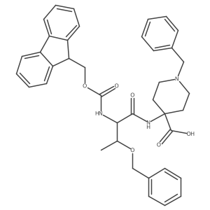 1-benzyl-4-[(2R,3S)-3-(benzyloxy)-2-({[(9H-fluoren-9-yl)methoxy]carbonyl}amino)butanamido]piperidine-4-carboxylic acid结构式