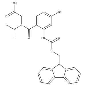 2-{1-[4-bromo-2-({[(9H-fluoren-9-yl)methoxy]carbonyl}amino)phenyl]-N-(propan-2-yl)formamido}acetic acid结构式