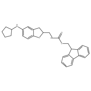 9H-fluoren-9-ylmethyl N-{[5-(cyclopentylamino)-2,3-dihydro-1-benzofuran-2-yl]methyl}carbamate结构式