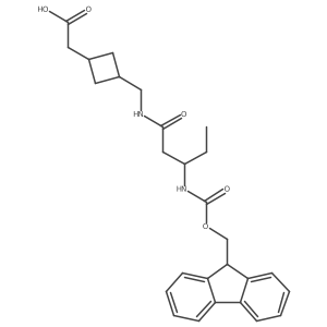 2-(3-{[3-({[(9H-fluoren-9-yl)methoxy]carbonyl}amino)pentanamido]methyl}cyclobutyl)acetic acid Structure