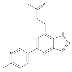 1H-Indazole-7-methanol, 5-(2-methyl-5-pyrimidinyl)-, 7-acetate Structure