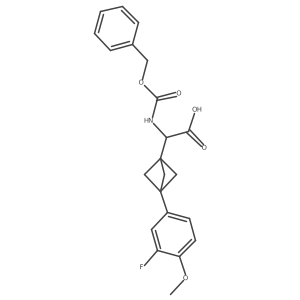 2-[3-(3-Fluoro-4-methoxyphenyl)-1-bicyclo[1.1.1]pentanyl]-2-(phenylmethoxycarbonylamino)acetic acid结构式
