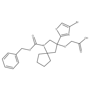 2-({1-[(Benzyloxy)carbonyl]-3-(4-bromo-1,3-thiazol-2-yl)-1-azaspiro[4.4]nonan-3-yl}oxy)acetic acid结构式