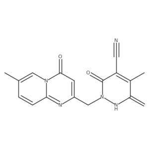 5-methyl-2-({7-methyl-4-oxo-4H-pyrido[1,2-a]pyrimidin-2-yl}methyl)-6-methylidene-3-oxo-1,2,3,6-tetrahydropyridazine-4-carbonitrile Structure