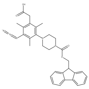 2-[3-azido-5-(4-{[(9H-fluoren-9-yl)methoxy]carbonyl}piperazin-1-yl)-2,4,6-trimethylphenyl]acetic acid结构式