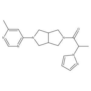 1-[5-(6-methylpyrimidin-4-yl)-octahydropyrrolo[3,4-c]pyrrol-2-yl]-2-(1H-pyrazol-1-yl)propan-1-one Structure