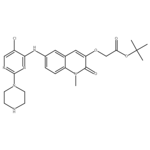 Tert-butyl 2-[(6-{[5-chloro-2-(piperazin-1-yl)pyrimidin-4-yl]amino}-1-methyl-2-oxo-1,2-dihydroquinolin-3-yl)oxy]acetate结构式