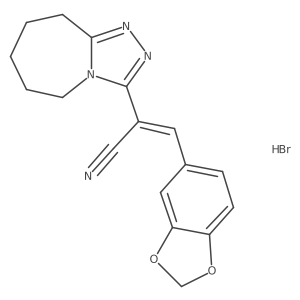 (Z)-3-(benzo[d][1,3]dioxol-5-yl)-2-(6,7,8,9-tetrahydro-5H-[1,2,4]triazolo[4,3-a]azepin-3-yl)acrylonitrile hydrobromide结构式