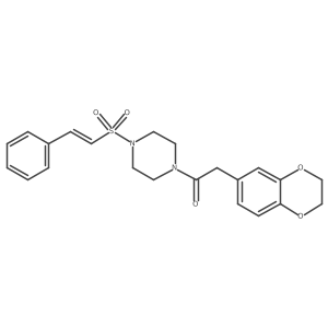 2-(2,3-Dihydro-1,4-benzodioxin-6-yl)-1-[4-[(E)-2-phenylethenyl]sulfonylpiperazin-1-yl]ethanone结构式